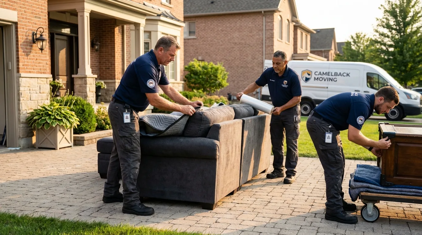 Large estate moving crew wrapping furniture in Cotati, CA